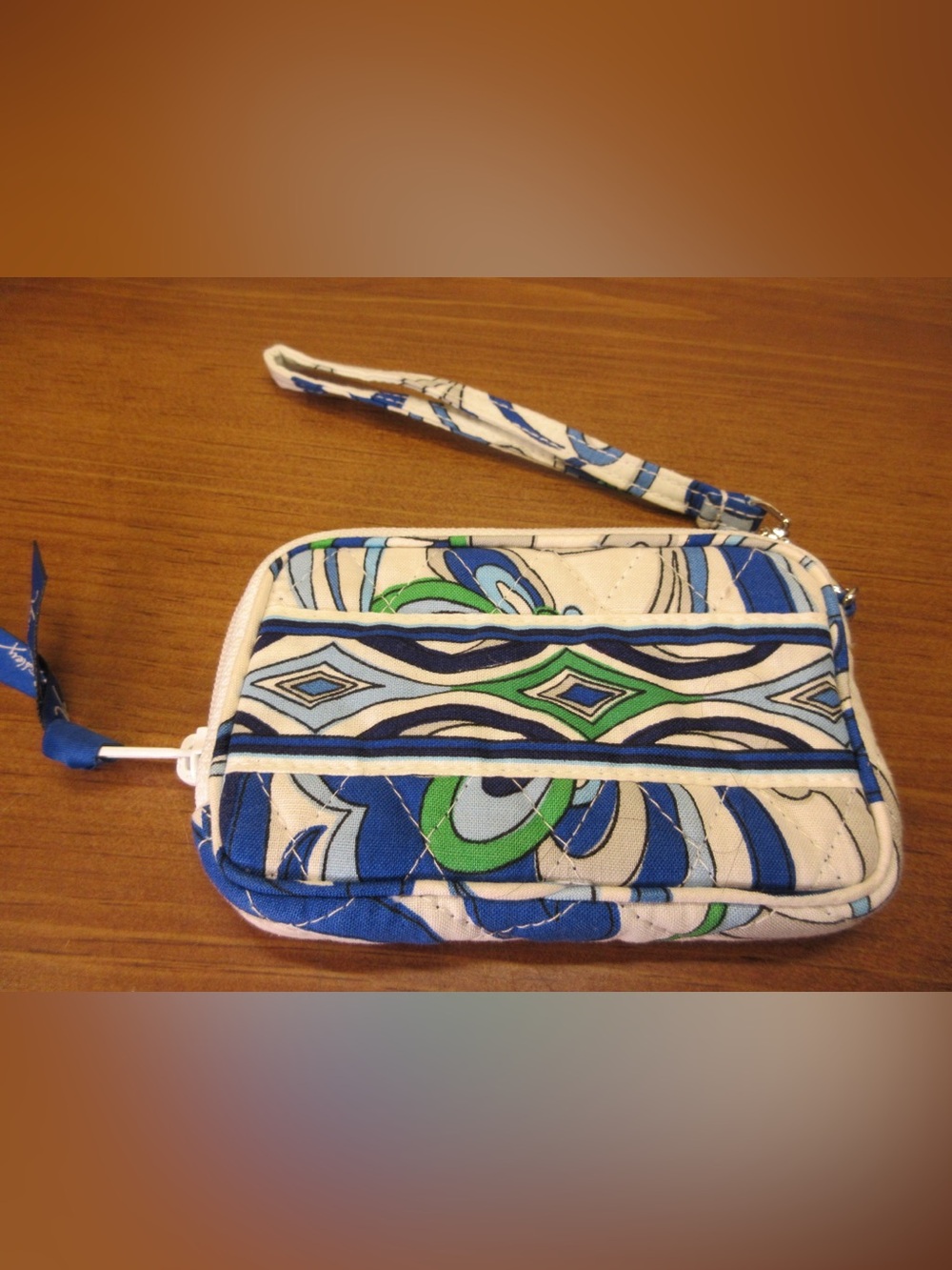 Vera Bradley Blue Green White Quilted Wristlet